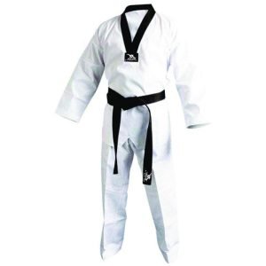 white taekwondo suit front view for training